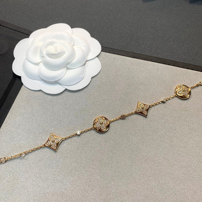 [Vera  Jewelry]STAR AND SUN 4 MOTIFS GOLD DIAMONDS BRACELET