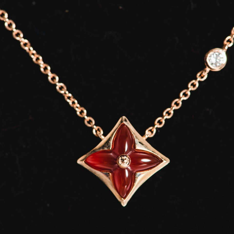 [Vera  Jewelry]STAR NECKLACE PINK GOLD 1 DIAMOND