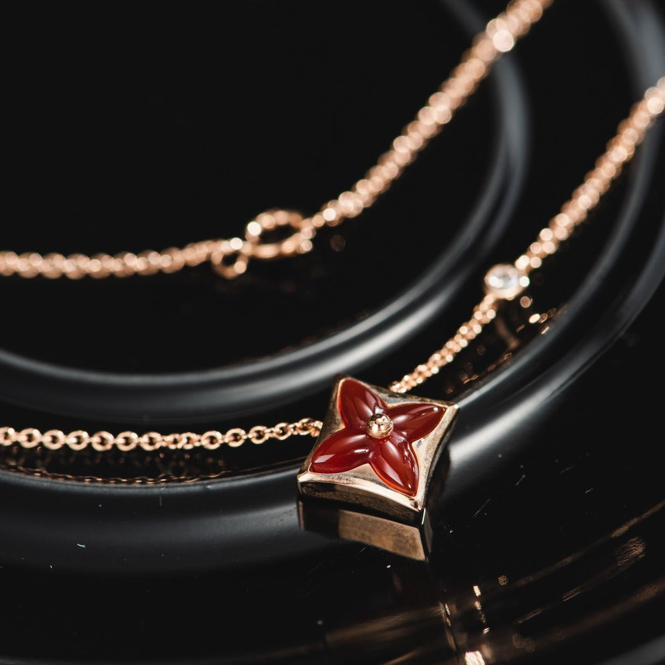[Vera  Jewelry]STAR NECKLACE PINK GOLD 1 DIAMOND