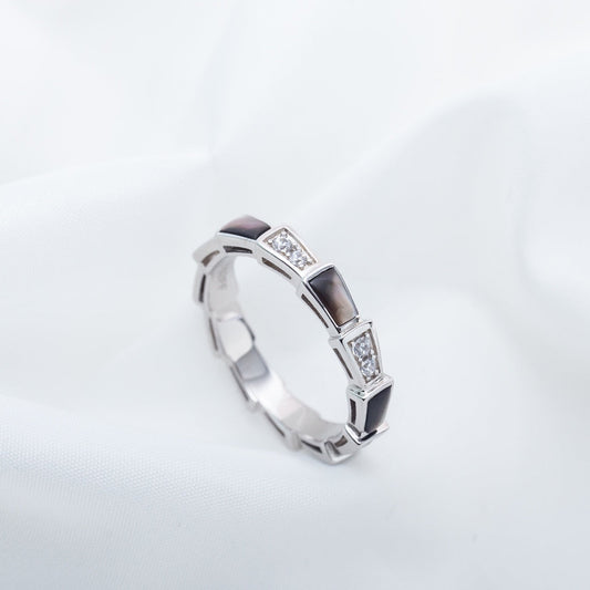 [Vera]SERPENTI RING SILVER  DIAMOND BLACK MOP 3MM