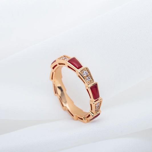[Vera]SERPENTI RING ROSÉGOLD KARNEOL DIAMANT 3MM