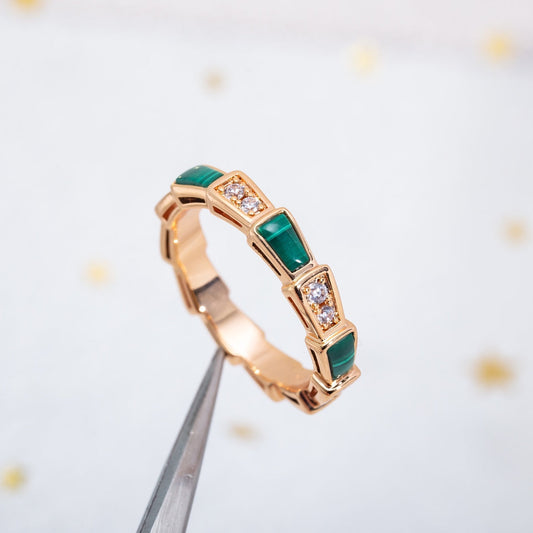 [Vera]SERPENTI RING PINK GOLD MALACHITE DIAMOND 3MM
