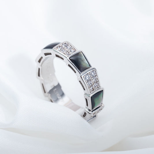 [Vera]SERPENTI RING SILVER DIAMOND BLACK MOP 4MM