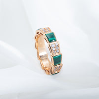 [Vera Jewelry]SERPENTI RING PINK GOLD MALACHITE DIAMOND PAVED 4MM