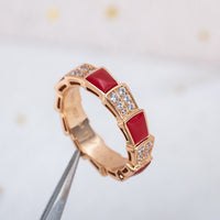 [Vera Jewelry]SERPENTI RING PINK GOLD CARNELIAN DIAMOND PAVED 4MM