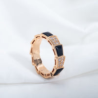 [Vera Jewelry]SERPENTI RING PINK GOLD BLACK MOP DIAMOND PAVED 4MM