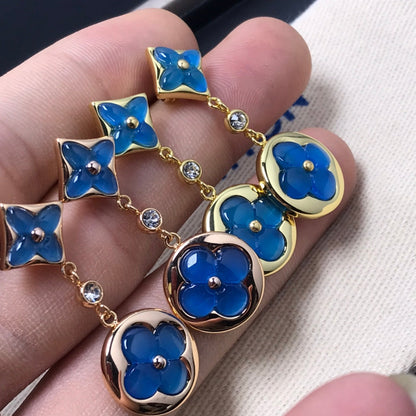 [Vera  Jewelry]STAR AND SUN AGATE DIAMOND EARRINGS