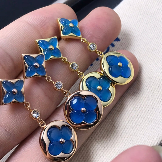 [Vera  Jewelry]STAR AND SUN AGATE DIAMOND EARRINGS