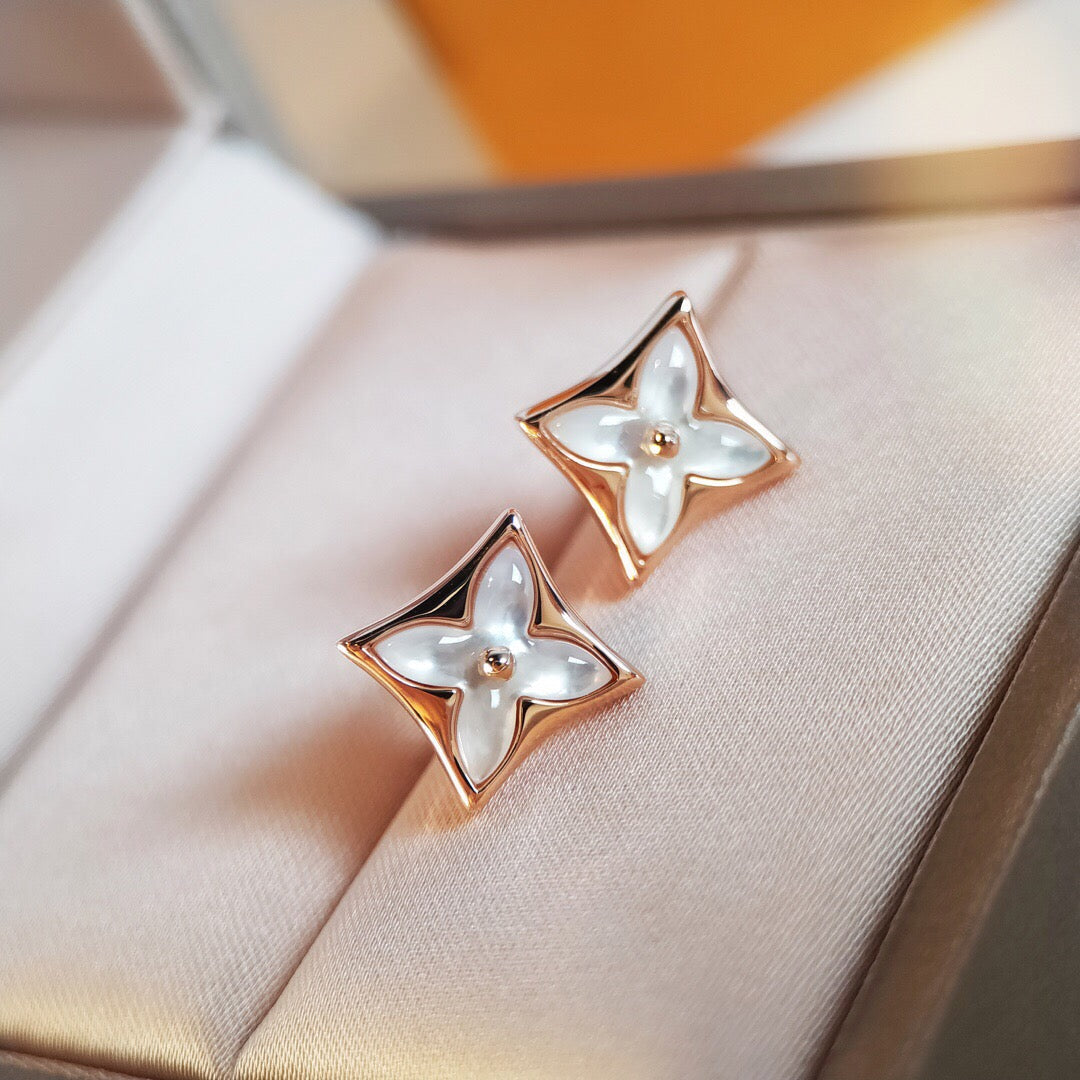 [Vera Jewelry]STAR MOP PINK GOLD EARRINGS