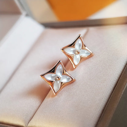 [Vera Jewelry]STAR MOP PINK GOLD EARRINGS