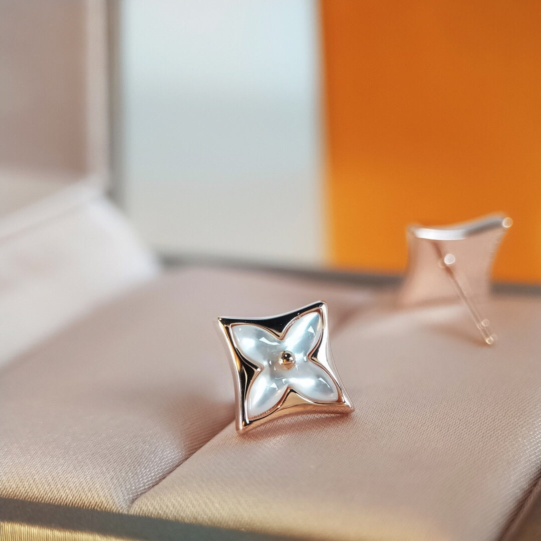 [Vera Jewelry]STAR MOP PINK GOLD EARRINGS