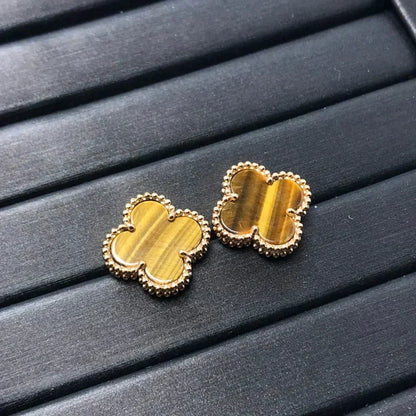 [Vera  Jewelry]CLOVER MEDIUM 1 MOTIFS TIGER EYE EARRINGS