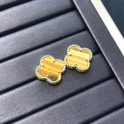 [Vera  Jewelry]CLOVER MEDIUM 1 MOTIFS TIGER EYE EARRINGS