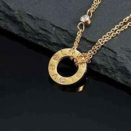 [Vera  Jewelry]LOVE NECKLACE 16MM 2 DIAMONDS
