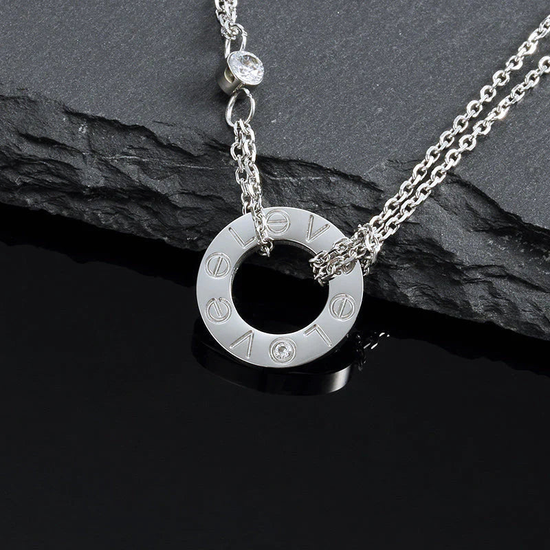 [Vera  Jewelry]LOVE NECKLACE 16MM 2 DIAMONDS