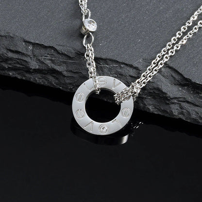 [Vera  Jewelry]LOVE NECKLACE 16MM 2 DIAMONDS
