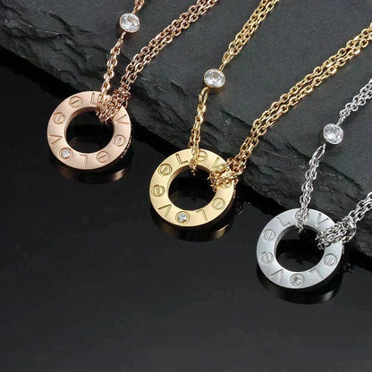 [Vera  Jewelry]LOVE NECKLACE 16MM 2 DIAMONDS