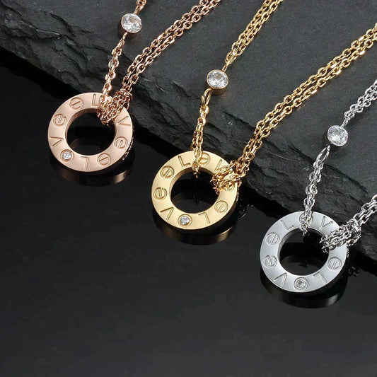 [Vera Jewelry]LOVE NECKLACE 16MM 2 DIAMONDS