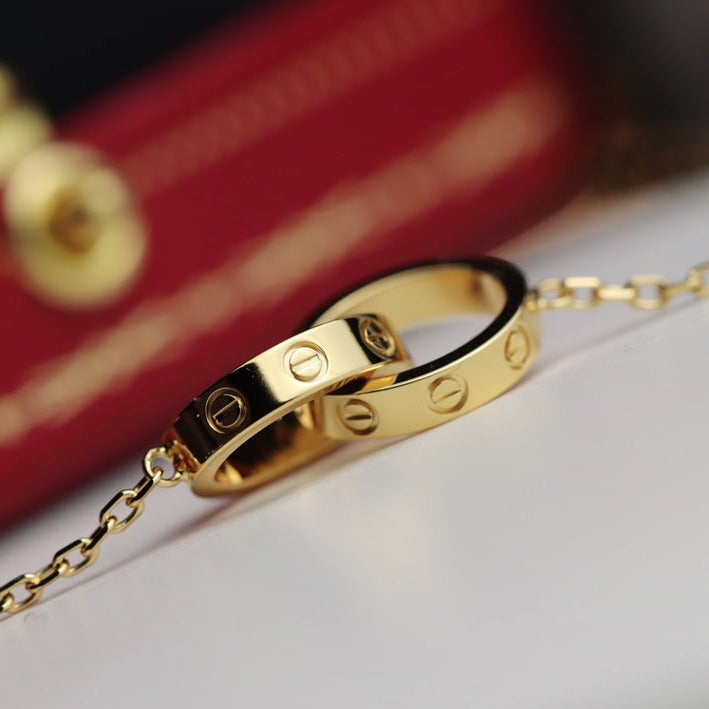 [Vera Jewelry]LOVE NECKLACE DOUBLE RING GOLD