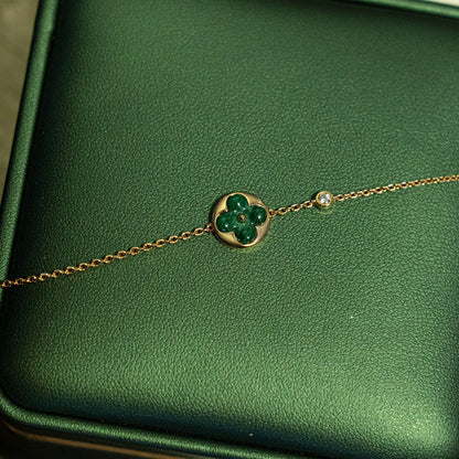 [Vera Jewelry]サン マラカイト 1ダイヤモンド ピンクゴールド ブレスレット