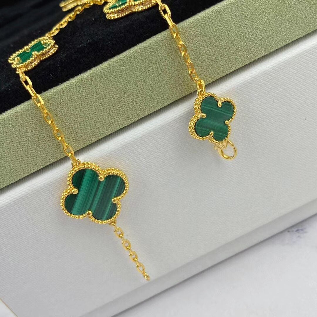 [Vera Jewelry]MAGIC CLOVER MALACHITE GOLD BRACELET 5 MOTIFS