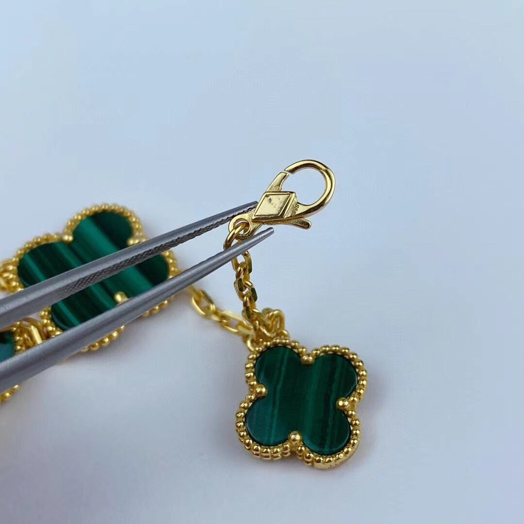 [Vera Jewelry]MAGIC CLOVER MALACHITE GOLD BRACELET 5 MOTIFS