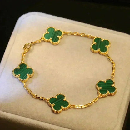 [Vera Jewelry] クローバー 5モチーフ マラカイト ブレスレット コレクション