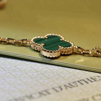 [Vera  Jewelry]LUCKY CLOVER 5-MOTIF BRACELET - MALACHITE COLLECTION