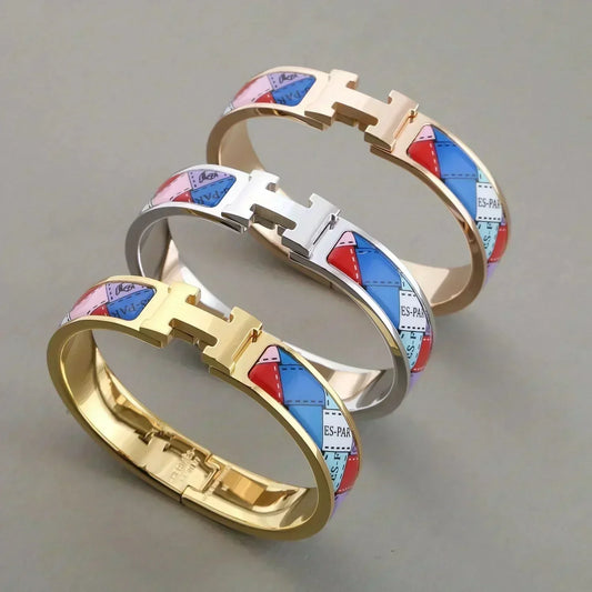 [Vera Jewelry]H BRACELET DOTTED BORDER 12MM