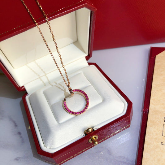 [Vera Jewelry]JUSTE NECKLACE GOLD RED DIAMONDS