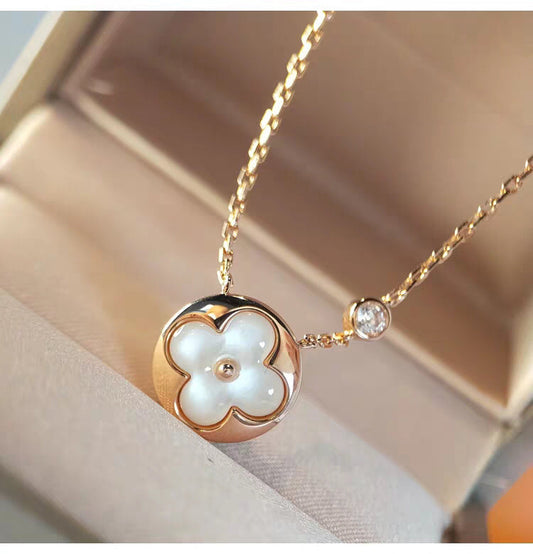 [Vera  Jewelry]SUN MOP GOLD 1 DIAMOND NECKLACE