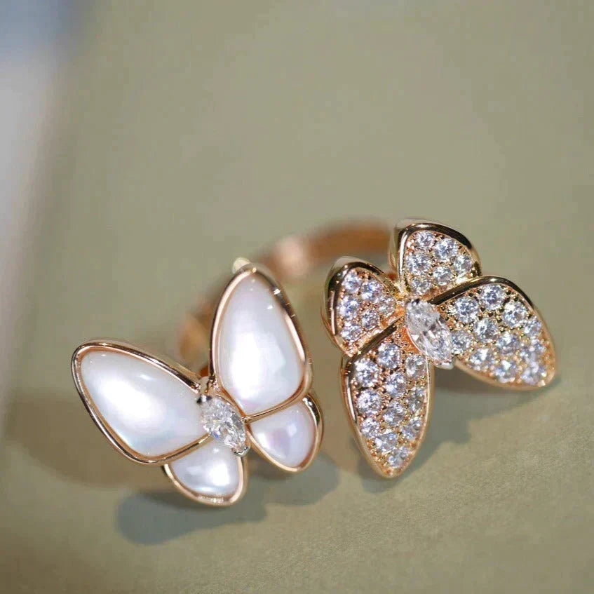 [Vera  Jewelry]TWIN BUTTERFLY DIAMOND MOP RING