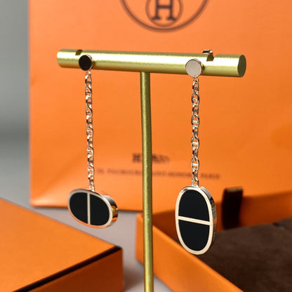 [Vera  Jewelry]CHAINE VERSO BLACK CERAMIC EARRINGS