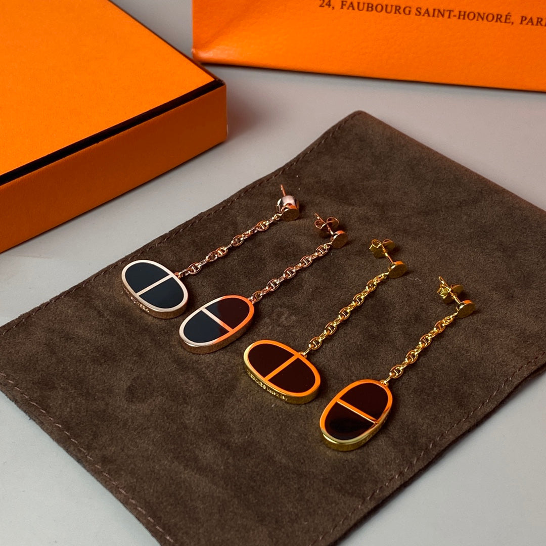 [Vera  Jewelry]CHAINE VERSO BLACK CERAMIC EARRINGS
