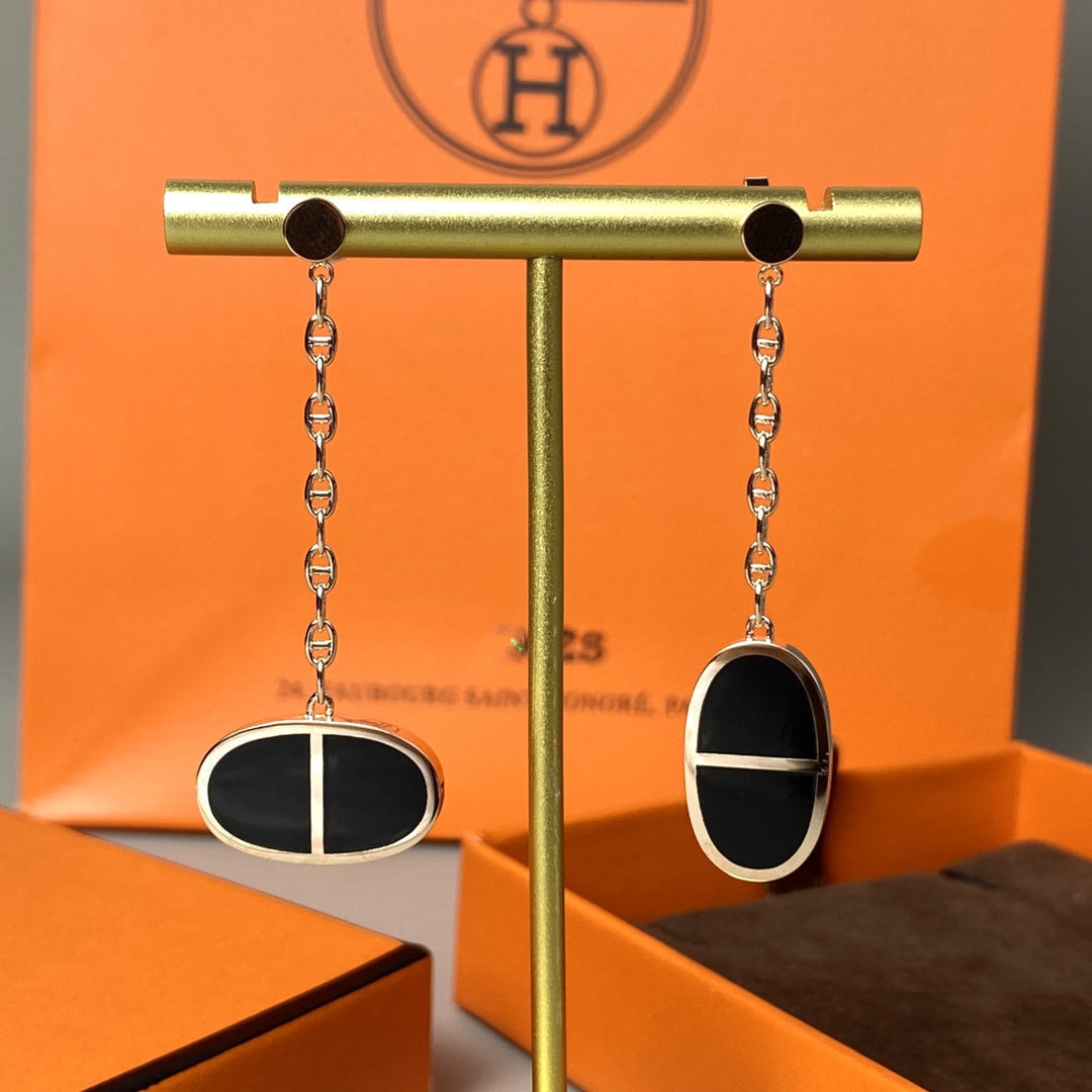 [Vera  Jewelry]CHAINE VERSO BLACK CERAMIC EARRINGS