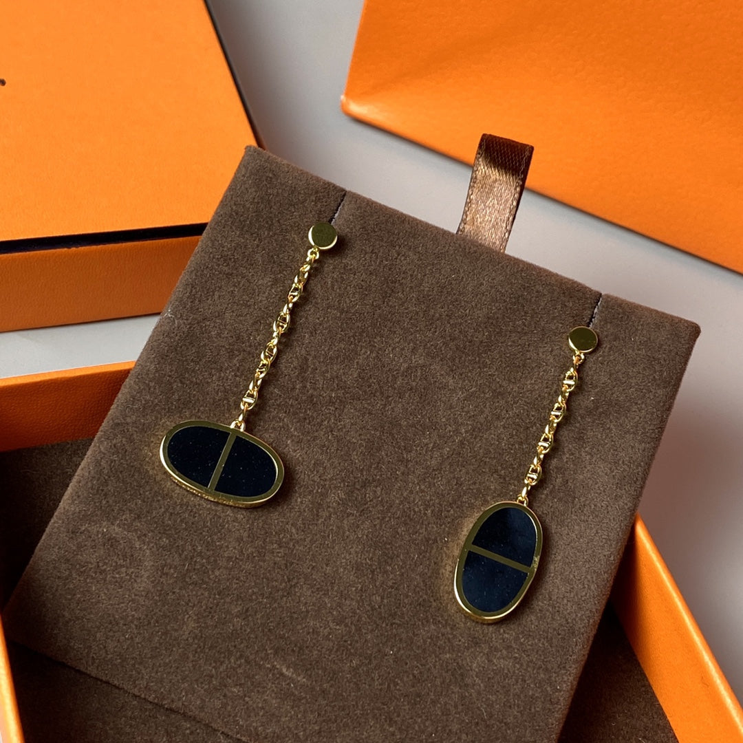 [Vera  Jewelry]CHAINE VERSO BLACK CERAMIC EARRINGS
