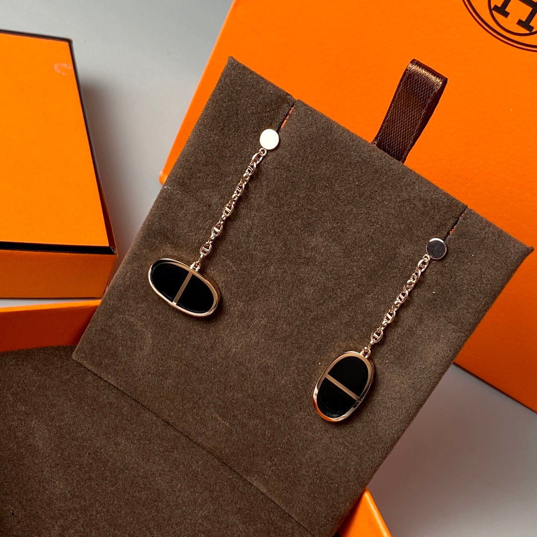 [Vera  Jewelry]CHAINE VERSO BLACK CERAMIC EARRINGS