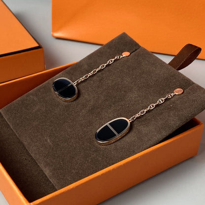 [Vera Jewelry]CHAINE VERSO BLACK CERAMIC EARRINGS