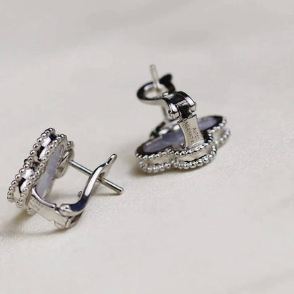 [Vera  Jewelry]CLOVER MEDIUM 1 MOTIFS  WHITE MOP EARRINGS SILVER