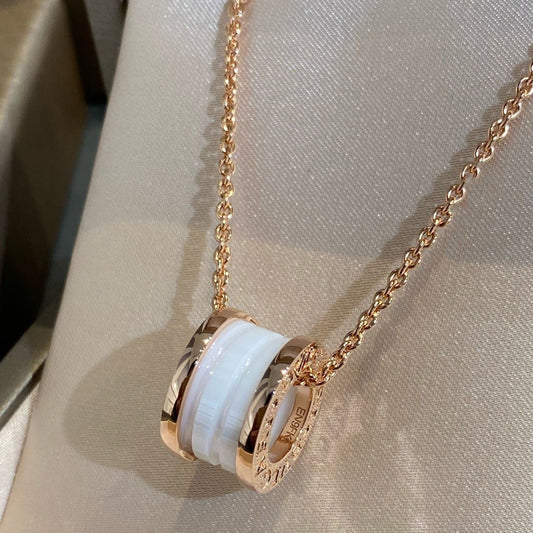 [Vera]ZERO 1 WHITE CERAMIC PINK GOLD NECKLACE