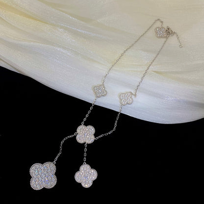 [Vera  Jewelry]CLOVER 5 MOTIFS SILVER DIAMONDS NECKLACE