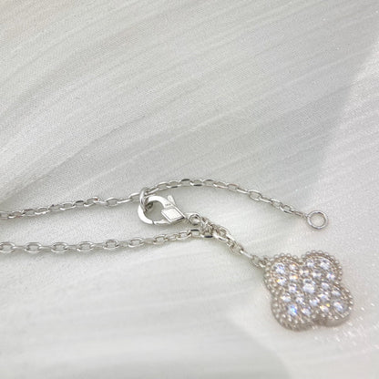 [Vera  Jewelry]CLOVER 5 MOTIFS SILVER DIAMONDS NECKLACE