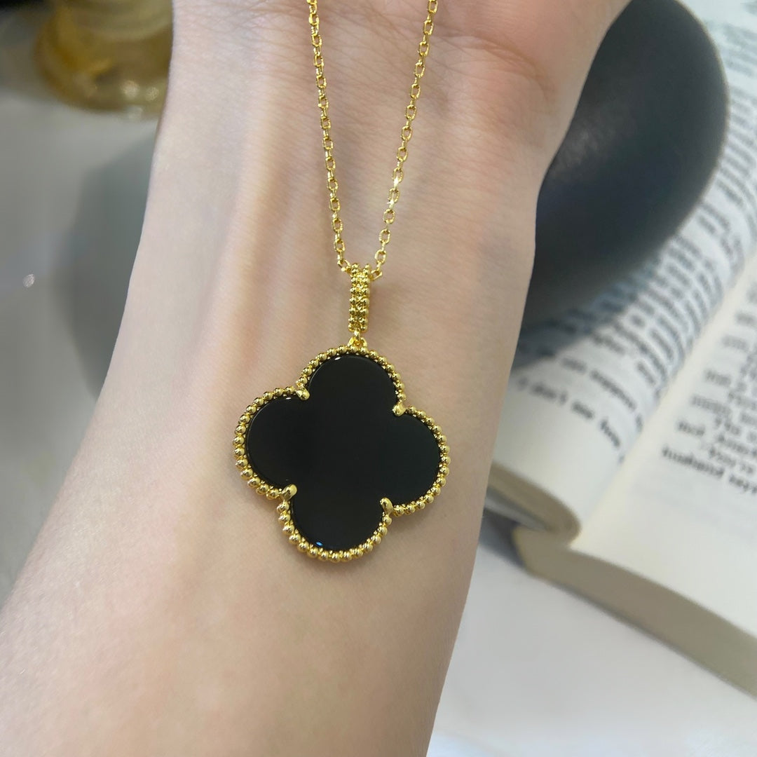 [Vera Jewelry]CLOVER 25MM NECKLACE GOLD ONYX