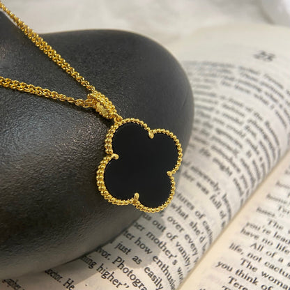 [Vera Jewelry]CLOVER 25MM NECKLACE GOLD ONYX