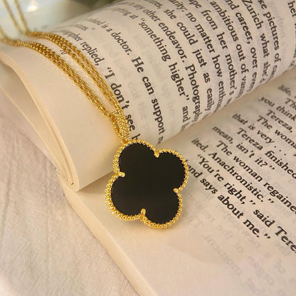 [Vera Jewelry]CLOVER 25MM NECKLACE GOLD ONYX