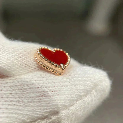 [Vera Jewelry]HEART CARNELIAN STUD EARRINGS