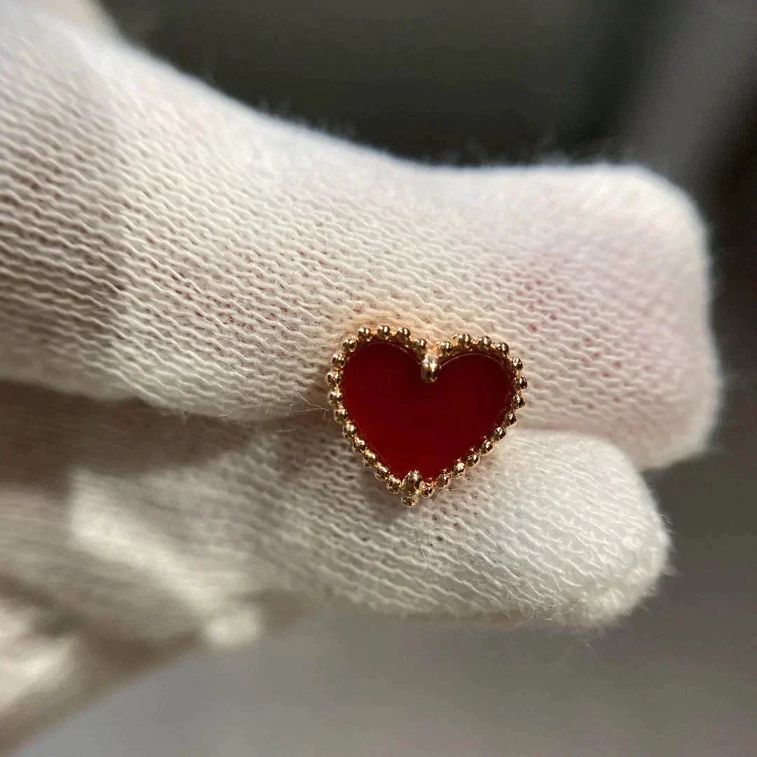 [Vera Jewelry]HEART CARNELIAN STUD EARRINGS