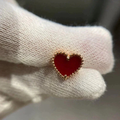 [Vera Jewelry]HEART CARNELIAN STUD EARRINGS