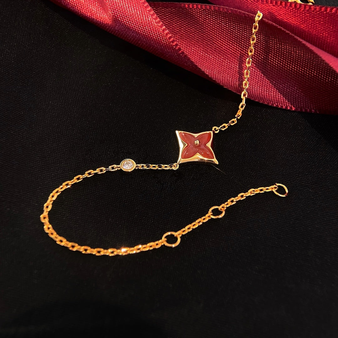 [Vera  Jewelry]COLOR STAR CARNELIAN PINK GOLD DIAMOND BRACELET