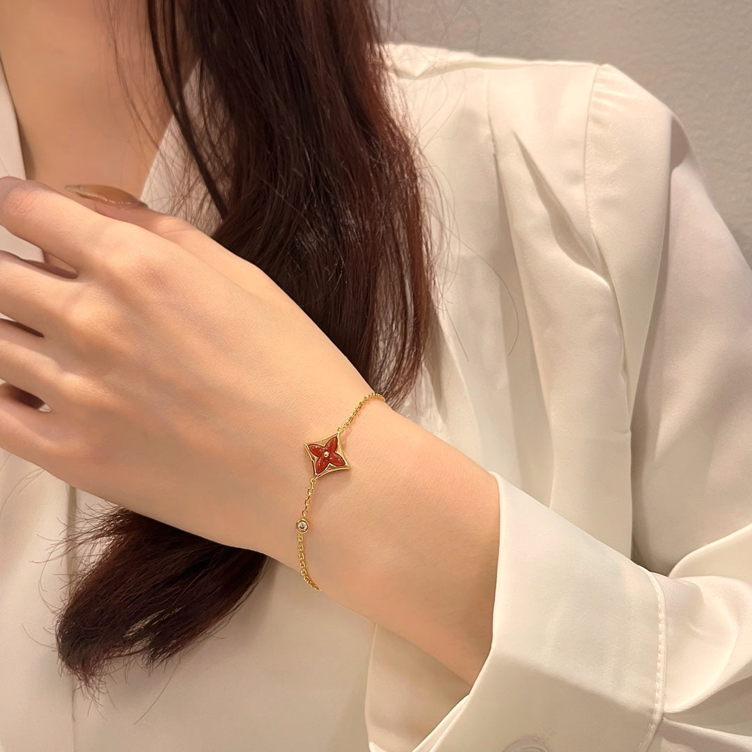 [Vera  Jewelry]COLOR STAR CARNELIAN PINK GOLD DIAMOND BRACELET